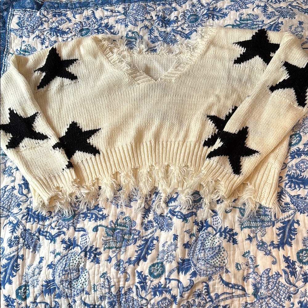 Fringed Star Sweater
